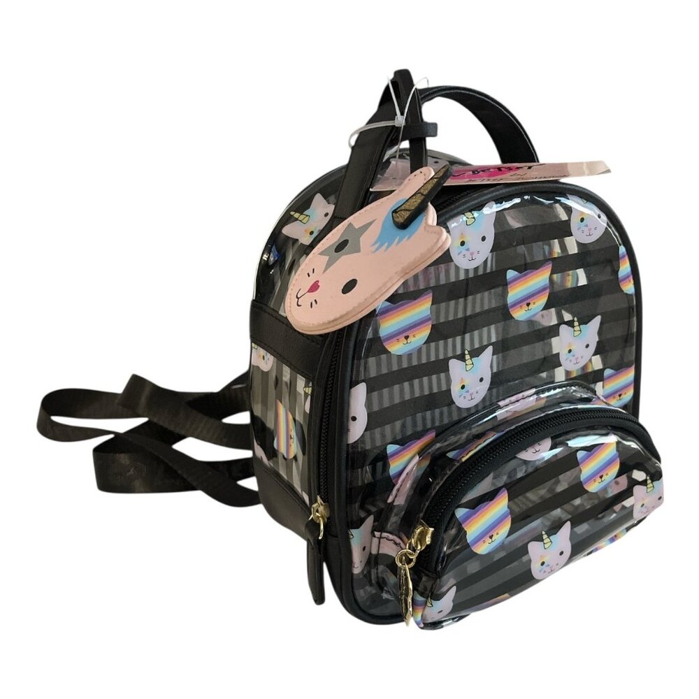 Betsey Johnson NWT Mini Backpack Unicorn Cat Print Clear PVC Bag